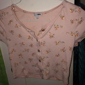 Fashion Nova Pink Flower Crop Top